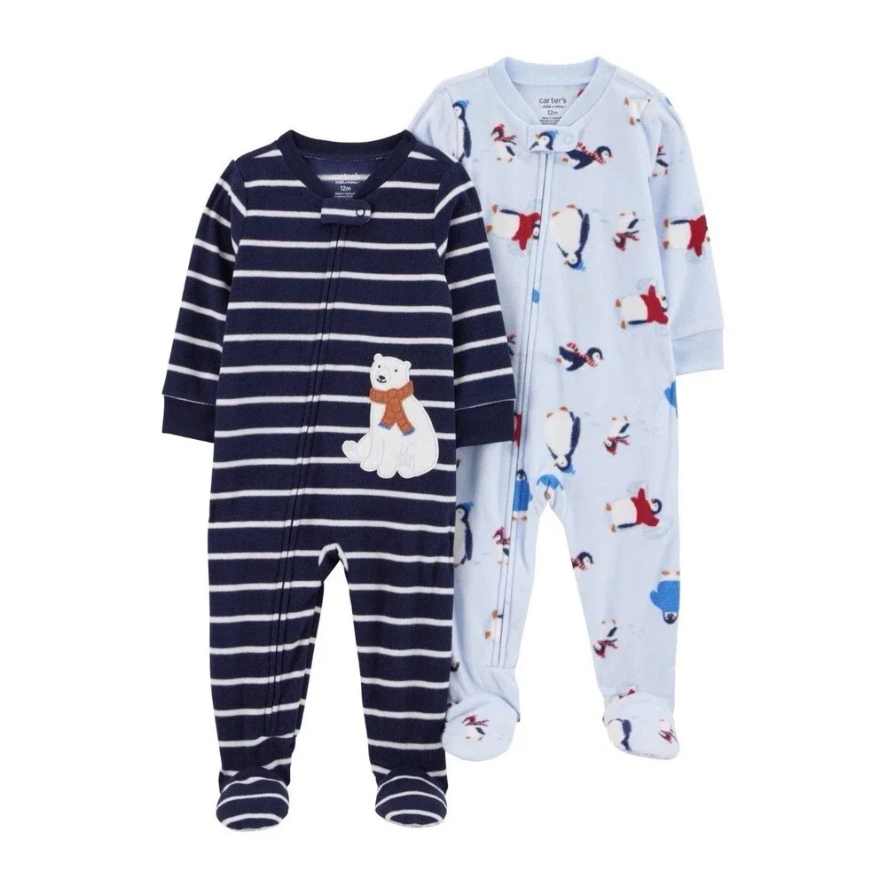 2 Pack Carter's Just One You Toddler Boys' fleece Footed Pajamas 2T